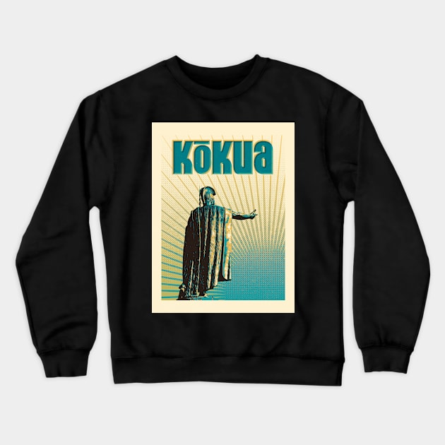 King Kamehameha showing Kokua Crewneck Sweatshirt by Marcomix